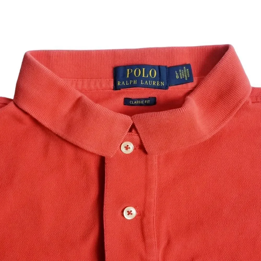 Polo by Ralph Lauren Orange Classic Fit Mesh Polo Shirt Size Large 6 0264